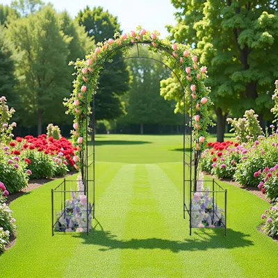 Streamdale Furniture Streamdale Garden Arch Arbor Trellis - Metal Outdoor Wedding Arch - 7.15ft Black