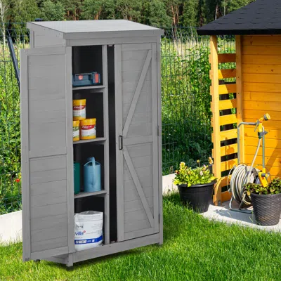 Streamdale Furniture Streamdale Garden Shed With Metal Top And Wood Frame In Gray