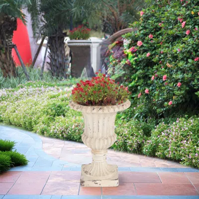 Streamdale Furniture Streamdale Garden Urn, Antique White, 19.25" H