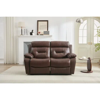 Streamdale Furniture Streamdale Genuine Leather Non-power Reclining Lvst-two Seats