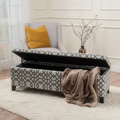 Streamdale Furniture Streamdale Geo-upholstered Storage Bench Style And Function In One In Black