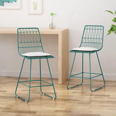 Streamdale Furniture Streamdale Geometric Counter Stools With Water-resistant Cushions (set Of 2)
