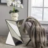 Streamdale Furniture Streamdale Geometric Mirrored Side Table A Bold Focal Point For Modern Interiors In Silver