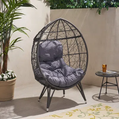 Streamdale Furniture Streamdale Gianni Teardrop Wicker Chair W/ Outdoor Cushion