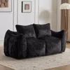 Streamdale Furniture Streamdale Giant Black Bean Bag Couch - Fluffy Loveseat Sofa In Black