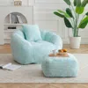 Streamdale Furniture Streamdale Giant Faux Fur Bean Bag Chair With Footstool