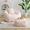 Streamdale Furniture Streamdale Giant Faux Fur Bean Bag Chair With Footstool