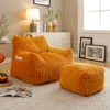 Streamdale Furniture Streamdale Giant Yellow Plush Bean Bag Chair With Footstool In Orange