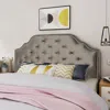 Streamdale Furniture Streamdale Glam Velvet Button Tufted Diamond Stitch Headboard With Nailhead Accents