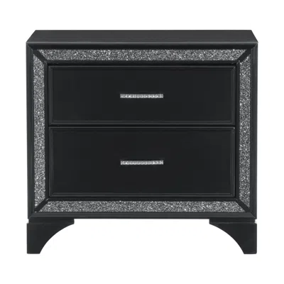 Streamdale Furniture Streamdale Glamorous Bedroom 1 Piece Nightstand Pearl Metallic Finish Glitter In Black