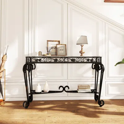 Streamdale Furniture Streamdale Glass & Metal Console Table With Storage