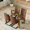 Streamdale Furniture Streamdale Glass Dining Set: Table & 4 Brown Fabric Chairs