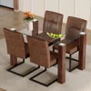 Streamdale Furniture Streamdale Glass Dining Table & 4 Brown Fabric Chairs