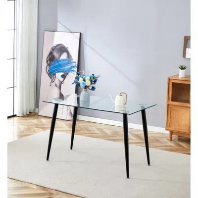 Streamdale Furniture Streamdale Glass Dining Table With Black Base: Refined Versatility