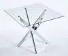 Streamdale Furniture Streamdale Glass Dining Table With Cross Metal Legs (90x90x75cm)