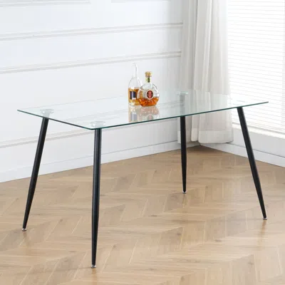 Streamdale Furniture Streamdale Glass Dining Table With Metal Legs