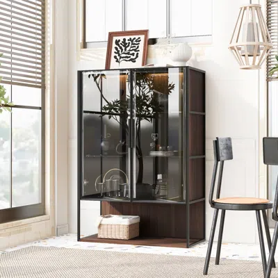 Streamdale Furniture Streamdale Glass Display Cabinet - Modern Metal Frame