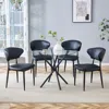 Streamdale Furniture Streamdale Glass Round Table & 4 Black Pu Chairs