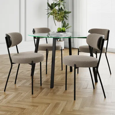 Streamdale Furniture Streamdale Glass Round Table & 4 Chairs - Modern Kitchen/dining Set