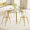Streamdale Furniture Streamdale Glass Table & 4 Gold Leg Chairs