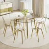 Streamdale Furniture Streamdale Glass Table & 6 Gold Leg Chairs