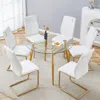 Streamdale Furniture Streamdale Glass Table & 6 Pu Leather Chairs - Modern & Luxurious