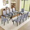 Streamdale Furniture Streamdale Glass Top Table & 10 Gray Linen Chairs
