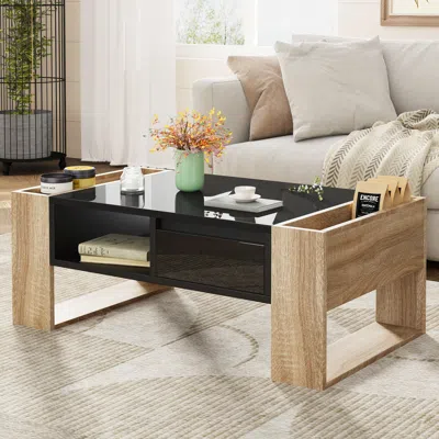 Streamdale Furniture Streamdale Glossy Coffee Table With Multipurpose Storage