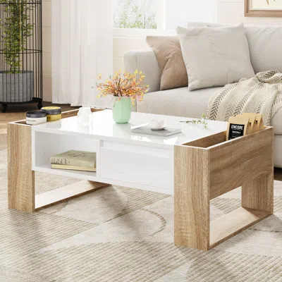 Streamdale Furniture Streamdale Glossy Coffee Table With Storage