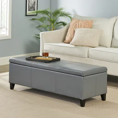 Streamdale Furniture Streamdale Glouster Storage Ottoman - Contemporary Upholstered Footrest With Hidden Storage In Gray
