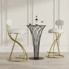 Streamdale Furniture Streamdale Gold Bar Stools Set Of 2 - Floral Print, Backrest, Kitchen Island