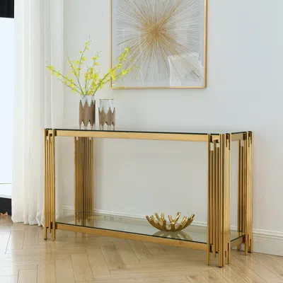 Streamdale Furniture Streamdale Gold Glass Console Table