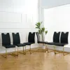 Streamdale Furniture Streamdale Gold Leg Upholstered Dining Chair Set, 6 Pack