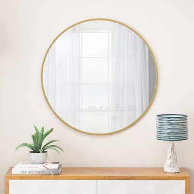 Streamdale Furniture Streamdale Gold Metal Framed 48" Wall Mirror - Oversized Circular Vanity