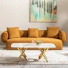 Streamdale Furniture Streamdale Gold Stainless Steel Marble Pattern Coffee Table 50.78" L X 27.16" W X 18.11" H For Livin