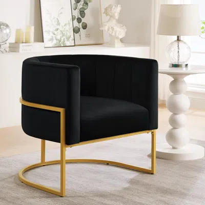 Streamdale Furniture Streamdale Golden Metal Accent Chair With Velvet Upholstery
