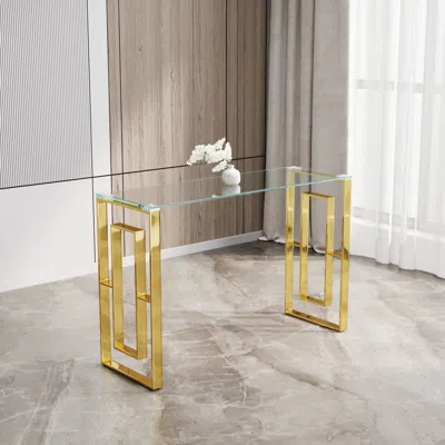 Streamdale Furniture Streamdale Golden Stainless Steel Console Table