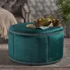 Streamdale Furniture Streamdale Gorgeous Velvet Round Ottoman With Studs For Modern Décor