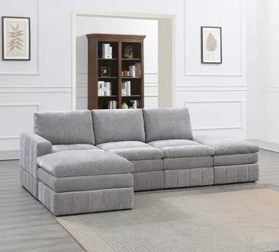 Streamdale Furniture Streamdale Granite Modular Sectional Set With Ottoman In White