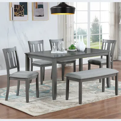 Streamdale Furniture Streamdale Gray 6-piece Dining Set: Table, 4 Chairs, Bench
