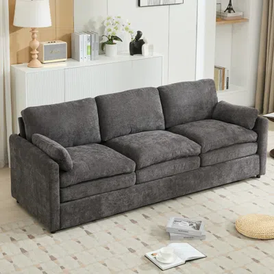 Streamdale Furniture Streamdale Gray 89" Cozy Upholstered 3-seater Oversized Comfy Cloud Sofa With Plush Double Cushions.