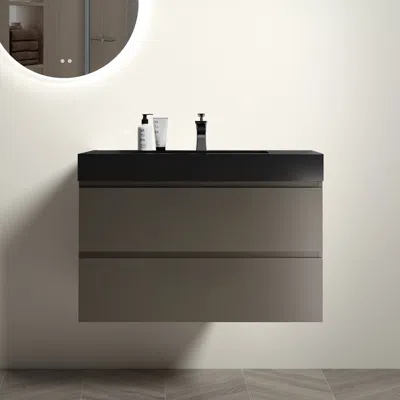Streamdale Furniture Streamdale Gray Bathroom Vanity With Sink, Large Storage Wall Mounted