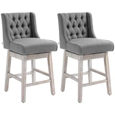 Streamdale Furniture Streamdale Gray Button-tufted Swivel Barstools (2-pack)