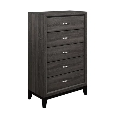 Streamdale Furniture Streamdale Gray Contemporary Chest Of Drawers With Polished Chrome Pulls
