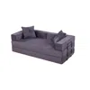 Streamdale Furniture Streamdale Gray Corduroy Sleeper Sofa Bed With Square Pillow