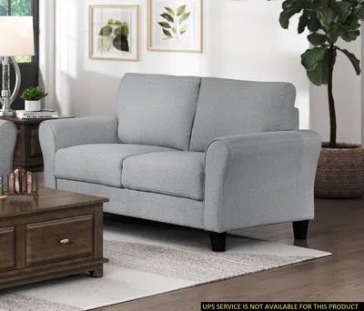 Streamdale Furniture Streamdale Gray Fabric Upholstered Loveseat With Rounded Arms