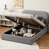 Streamdale Furniture Streamdale Gray Full Teddy Fleece Platform Bed With Hydraulic Storage