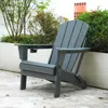 Streamdale Furniture Streamdale Gray Hdpe Folding Adirondack Chair, Dual Cup Holder, Wood Texture