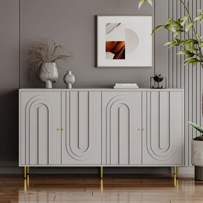 Streamdale Furniture Streamdale Gray Lacquered Wooden Cabinet Server For Multiple Rooms
