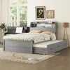 Streamdale Furniture Streamdale Gray Led Trundle Platform Bed With Headboard Storage